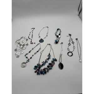 NY Mixed Lot 9 Necklaces Dangle, Single Strand, Pendant &‎ Multistrand Preowned
